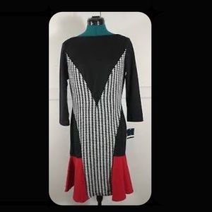 NWT~ Gabby Skye Black White Red Sheath Dress